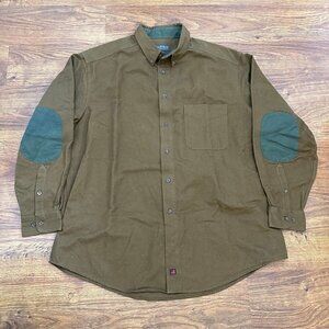Woolrich cotton flannel shirt elbow patches 2XL